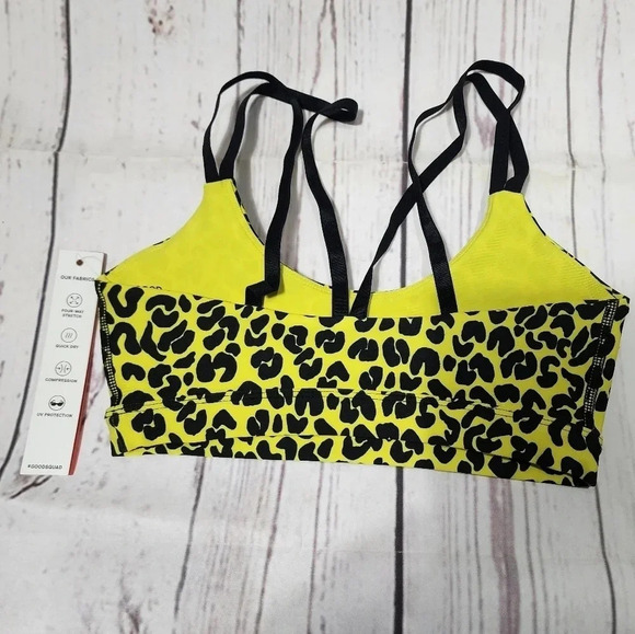 GOOD AMERICAN Yellow and Black Padded Cheetah Print Sports Bra - XS/0 - NWT - Picture 3 of 5